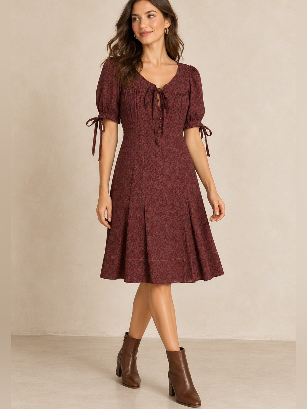 Marc Jacob’s Dress Women’s Size 2 Floral Semi Sheer Burgundy Cottagecore B22